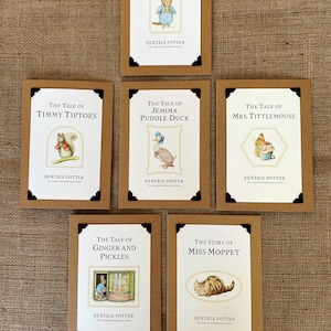 Pacote de 6 aniversários feitos à mão - cartões comemorativos - capas de livros de Beatrix Potter