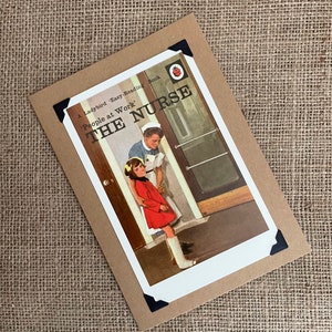 Compleanno fatto a mano - Biglietto d'auguri - Cartolina con copertina di libro coccinella - L'INFERMIERA