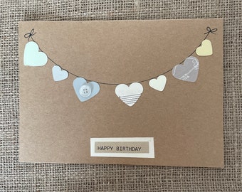 Handmade Birthday Card - Button and Bunting