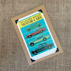 Biglietto di auguri di compleanno fatto a mano - Copertina di un libro a forma di coccinella. Automobili