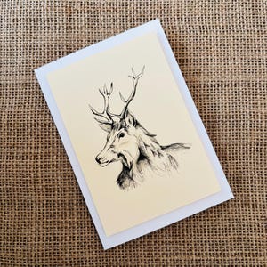 Handmade Hand Drawn Greeting Card - STAG CARD