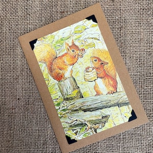 Aniversário feito à mão - Cartão de felicitações - Beatrix Potter - Squirrel Nutkin