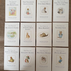 Set di 12 cartoline raffiguranti la copertina del libro di Beatrix Potter.