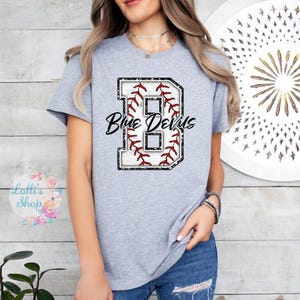 May include: Gray t-shirt with a distressed baseball graphic and the text "Blue Devils".