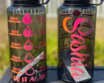 water bottle tracker, water bottle, 34 oz water bottle, heavy duty water bottle, custom water bottle,  tritan water bottle