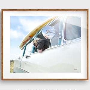 Surf's Up Labrador Art Print: Beach House Dog Decor
