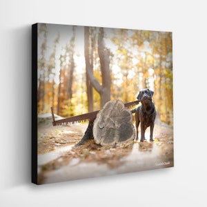 Black Labrador Tree Art - Labrador Sawing Timber Wood Canvas - Wall Decor for Cabin, Lodge, Lake House - Gift for Dad, Boyfriend Dog Lover