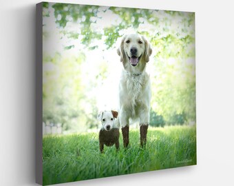 Muddy Paws Dog Canvas Art Print: Playful Golden Retriever Artwork
