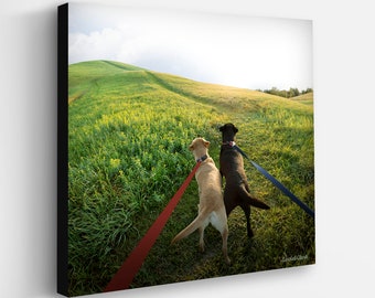 Labrador Retriever Art Print: Black and Yellow Labs on Canvas
