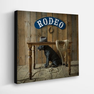 Cowboy Labrador Canvas Print: Western Farmhouse Dog Art