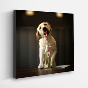 Yellow Labrador Art Print: Soda Pop Dog Photo - Bar Decor