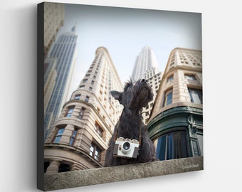 Dog In the City Art Print - Scottish Terrier Dog Wall Art - Scottie Dog Lover Gift - Gift for Traveler - Home Decor for City Home, Apartment