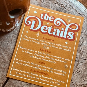 Kaart met retrodetails uit de jaren 70 CALIFORNI | Digitale download voor bruiloftsbriefpapier | Discohuwelijksuitnodiging | Boho-bruiloft | Afdrukbaar