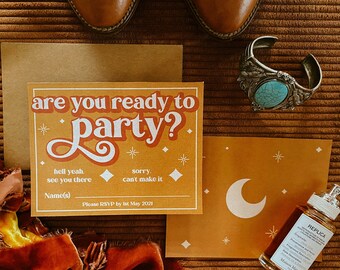 70s CALIFORNIA Rsvp | Digital Download for Wedding Stationery | Retro Wedding Invite, Save the Date, RSVP | Boho Wedding | Printable