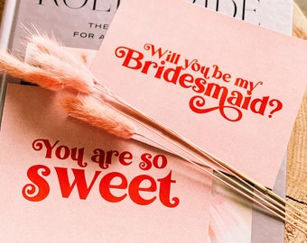 CANDY Bridesmaid Proposal Card | Download Wedding Stationery | Retro Bridesmaid Maid of Honour/Honor | 70s Boho Bridal Party | Printable