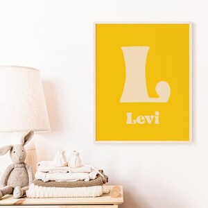 Personalised Name Print for Baby or Child&#39;s Room in Yellow Gold | Printable Nursery Wall Art | Custom Name Print for Boy or Girl Room