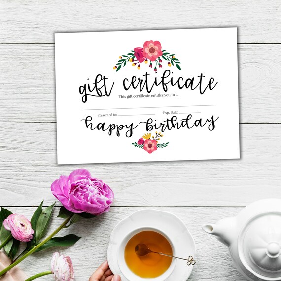 Birthday Printable Gift Certificate Instant Download | Etsy