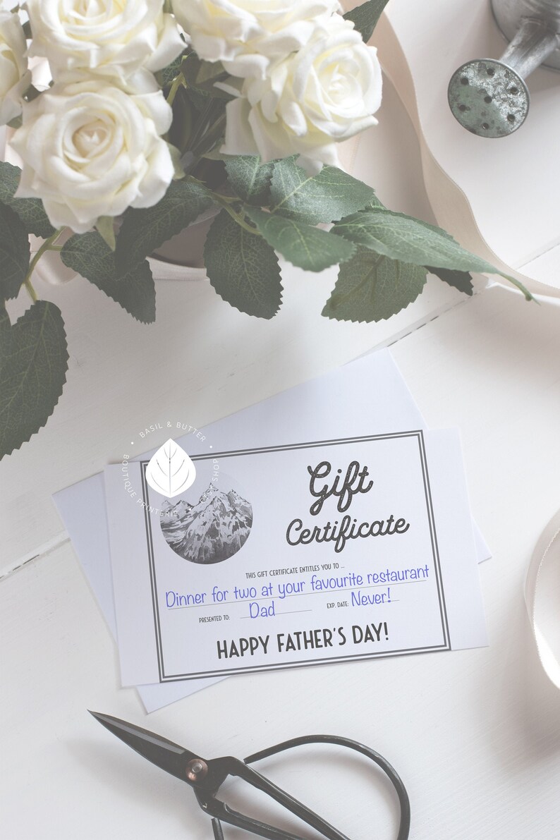 Printable Father's Day Gift Certificate Lastminute Gift Etsy