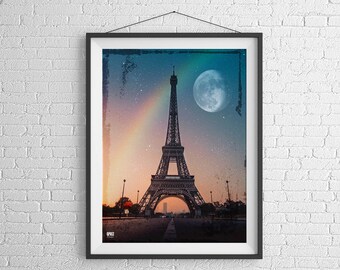 Eiffel Tower Print, Umbrella Print, Paris Decor, Wall Art