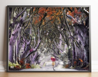 Dark Hedges, Enchanted Forest, Psychedelic Art, Wall Art Ireland, Fine Art Print