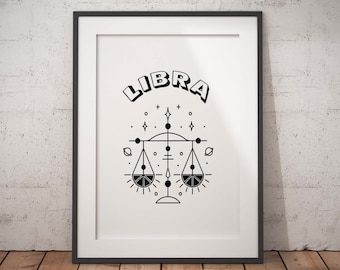 Libra Print, Zodiac Sign Wall Art, Astrology Art Print, Libra Gifts