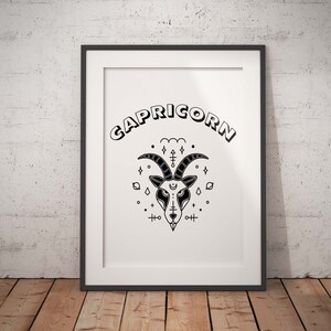 Capricorn Wall Print, Zodiac Sign Capricorn, Astrology Art Print, Capricorn Gift