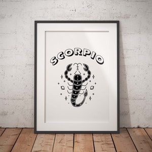 Scorpio Art Print, Zodiac Wall Art, Gift For Scorpio, Birthday Gift Ideas
