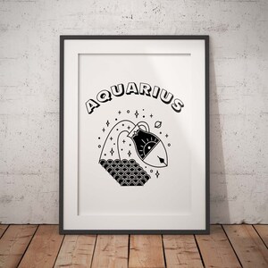 Aquarius Print, Modern Art Print, Zodiac Sign, Zodiac Gifts