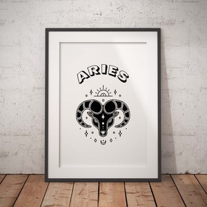 Aries Print, Astrology Wall Art, Zodiac Sign, Aries Gift