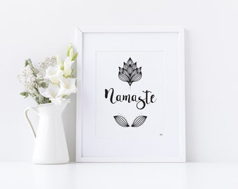 Namaste Sign, Yoga Print, Zen Decor, Yoga Gifts