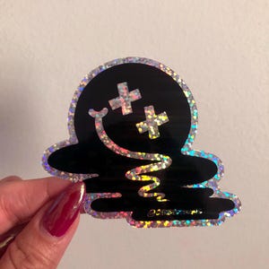 Melting Face Sticker, Glitter Stickers, Smiley Face, Rave Gifts