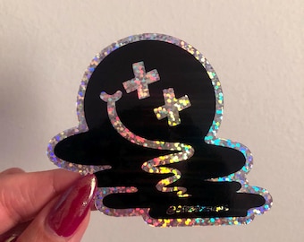 Melting Face Sticker, Glitter Stickers, Smiley Face, Rave Gifts