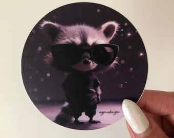 Raccoon Sticker, Vinyl Sticker, AI Art, Raccoon Gifts