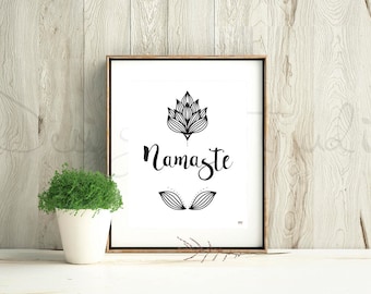 Namaste Wall Art, Mandala Art, Yoga Decor, Yoga Sign, Gifts For Yoga Lovers