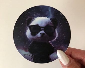 Panda Sticker, Vinyl Sticker, AI Art, Panda Gifts