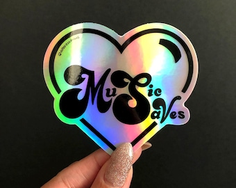 Music Saves, Holographic Sticker, Rave Gifts, Music Gifts