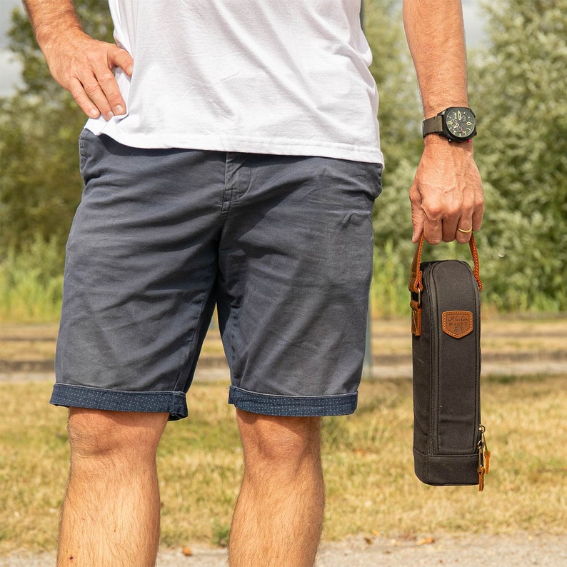 Sacoche de pétanque à personnalise JACK, sacoche à boules personnalisable Gravure sur cuir Charbon