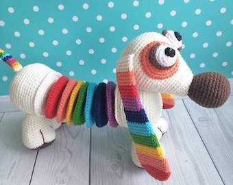 Educational soft dog dachshund for kids safe knitted dachshund toy knitted toy for toddlers children handmade toy dog for a gift eco dog toy