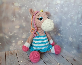 Crochet knitted pony for children handmade toy pony for a gift crochet pony for him and her knitted pony cool knitted pony funny pony