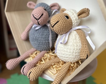 Gehaakt schaap knuffel – Amigurumi lam speelgoed – Knuffel babydier – Katoenen kinderkamerdecoratie – Babyshower cadeau