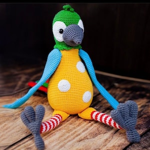 Cute knitted parrot for children,handmade toy parrot for a gift,crochet parrot for him and her,knitted parrot crochet parrot for birthday