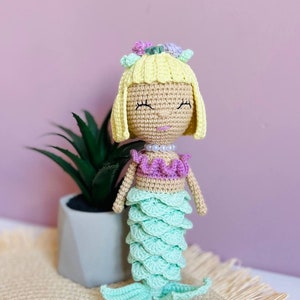 Handmade Crochet Mermaid Toy Knitted Mermaid Doll Gift for Kids and Babies Plush Fantasy Toy Eco-Friendly Stuffed Mermaid Amigurumi Mermaid