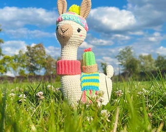 Gehaakte lama knuffel – Amigurumi knuffeldier, handgemaakt zacht speelgoed cadeau, kinderkamer- en woondecoratie, uniek gehaakt cadeau