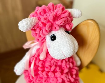 Handgemaakte gehaakte schapenpop, gebreide lampop, cadeau voor kinderen en baby's, pluchen dierenspeelgoed, milieuvriendelijke knuffelschapen, amigurumilam