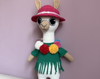 Cute knitted Alpaca in t-shirt,handmade toy lama for a gift,crochet lama for him and her,cool knitted lama crochet lama toy for birthday