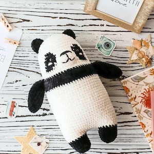 Big knitted panda for children handmade toy panda for a gift crochet panda for him her knitted panda cool panda plush panda panda for a gift