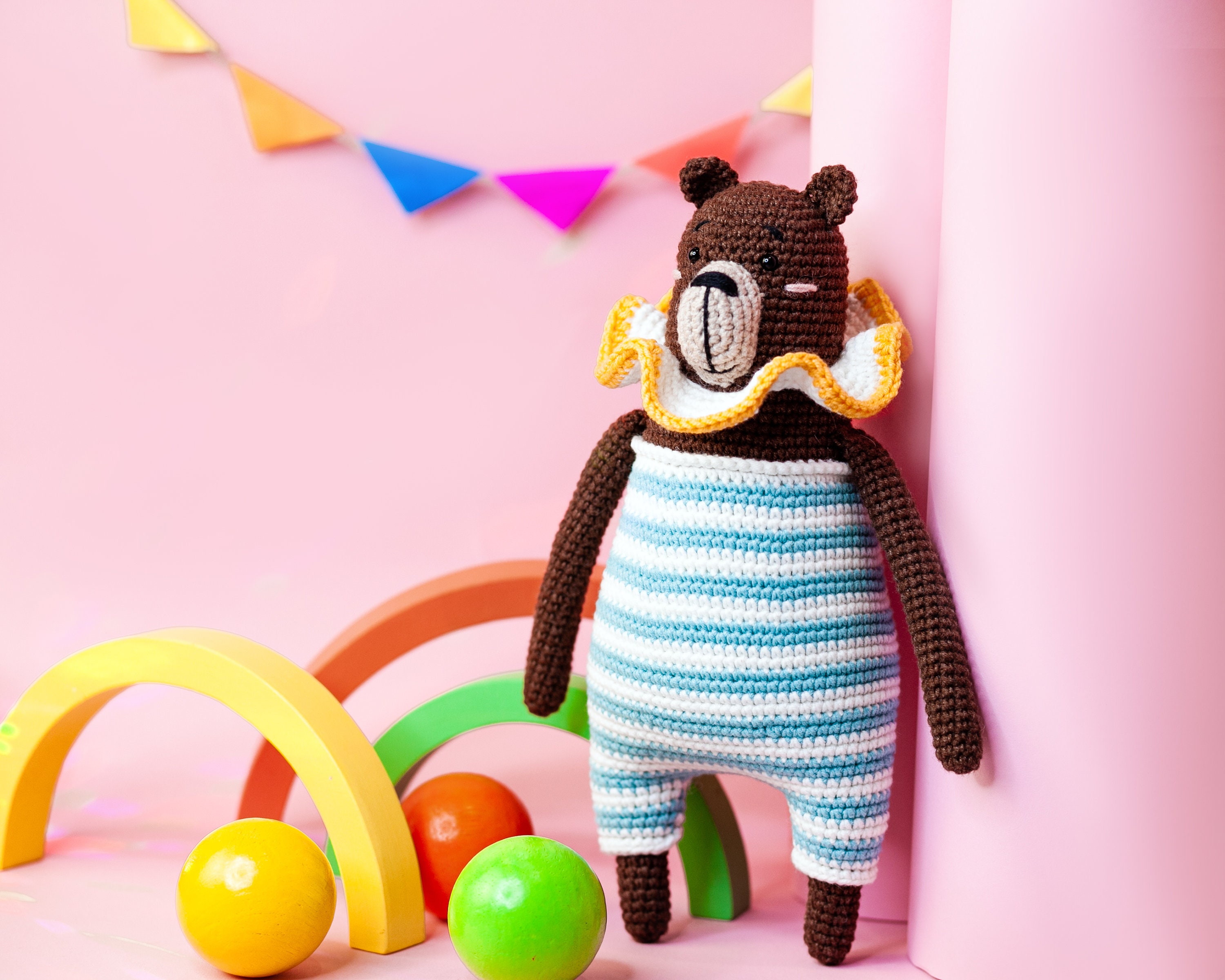 Crochet bear circus for kids handmade toy bear for a gift crochet bear for him and her cool knitted bear knitted tiger for birthday