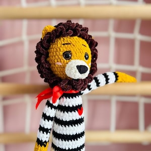 Handmade Velour Lion Toy Soft Plush Lion Doll Gift for Kids and Babies Eco-Friendly Stuffed Lion Amigurumi Lion Cozy Cuddly Toy