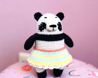 Small crochet panda plush, mini knitted panda toy, handmade panda gift for kids, amigurumi panda bear, cute panda for her, soft panda decor