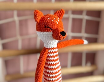 Handgemaakte fluwelen vossenknuffel, zachte pluche vossenpop, cadeau voor kinderen en baby's, milieuvriendelijke knuffelvos, amigurumi vos, knusse knuffel.